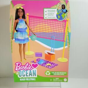 Barbie Ocean Beach Volleyball Set Net From Recycled Plastic Cooler Visor Summer